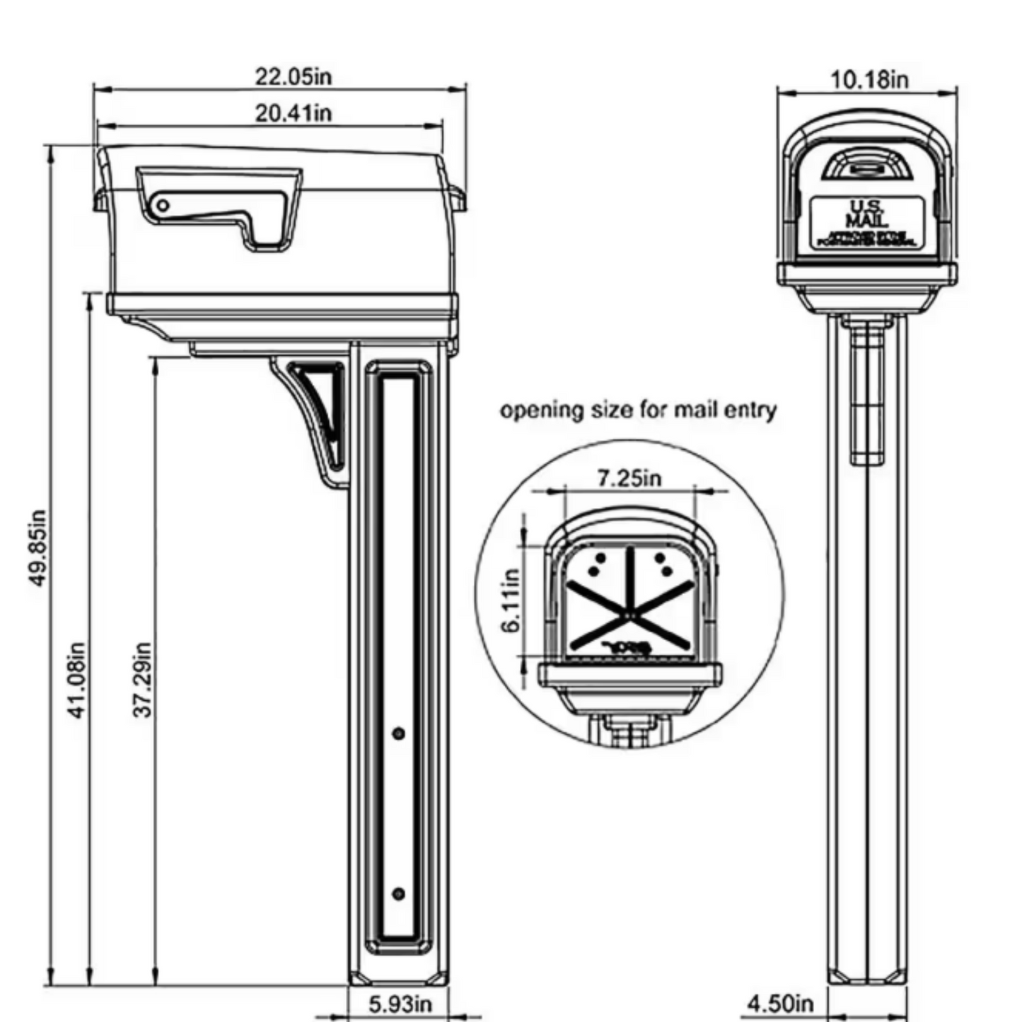 Architectural Mailboxes® Classic Mocha and black, Medium, Plastic, Mailbox and Post Combo, no paper holder