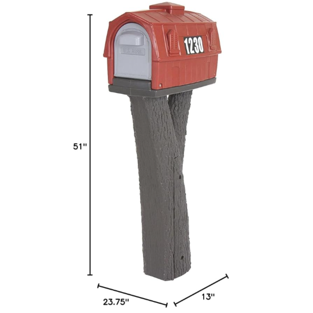 Simplay3 Classic Home Plastic Residential Mailbox & Post Mount Combo Kit with 2 Access Doors