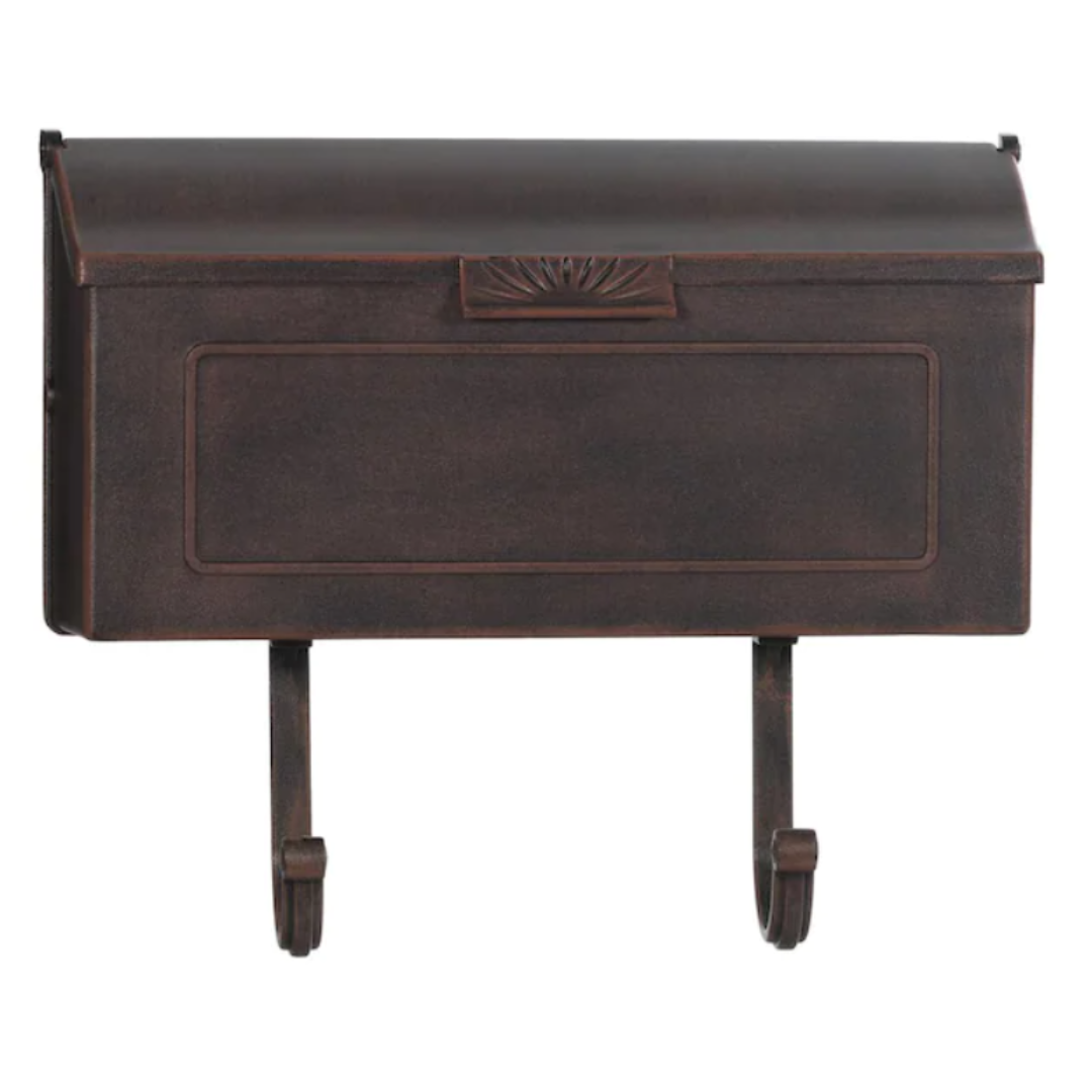 Classic Cast Aluminum Wall Mount Mailbox, Mocha and Bronze
