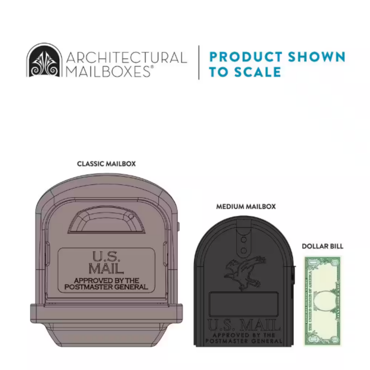 Architectural Mailboxes® Classic Mocha and black, Medium, Plastic, Mailbox and Post Combo, no paper holder