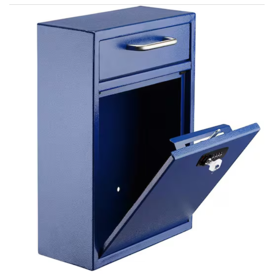 Large Drop Box Wall Mounted Locking Mailbox with Key and Combination