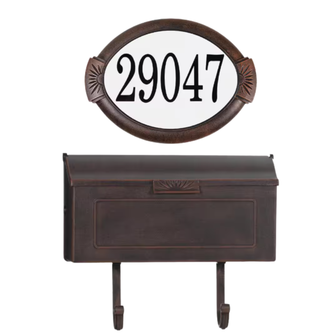Classic Cast Aluminum Wall Mount Mailbox, Mocha and Bronze