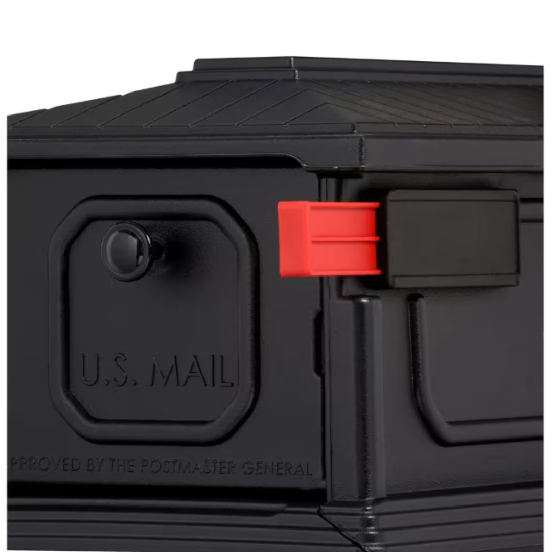 Stratford Black, Medium, Plastic, All-In-One Mailbox and Post Combo