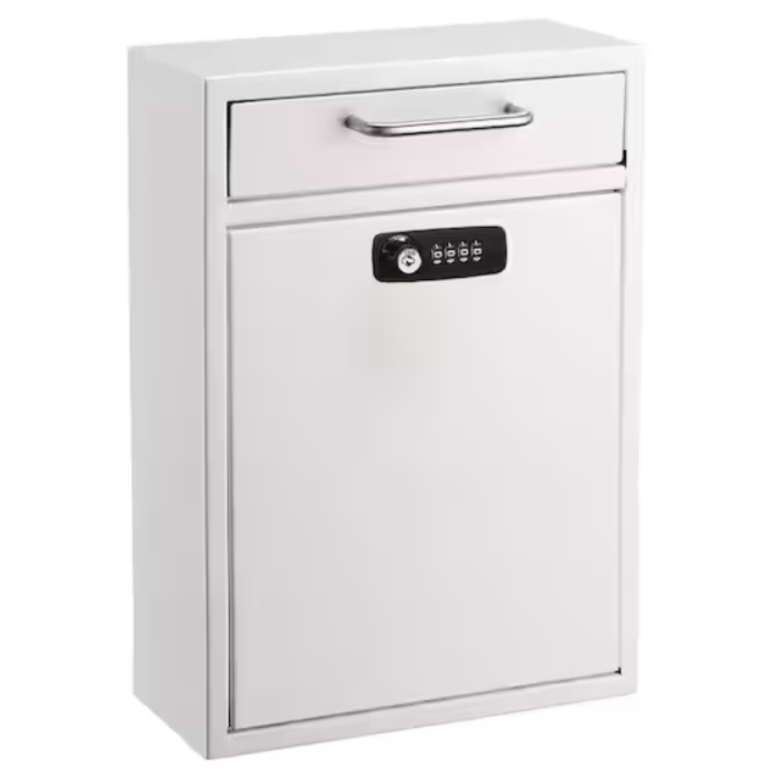 Large Drop Box Wall Mounted Locking Mailbox with Key and Combination
