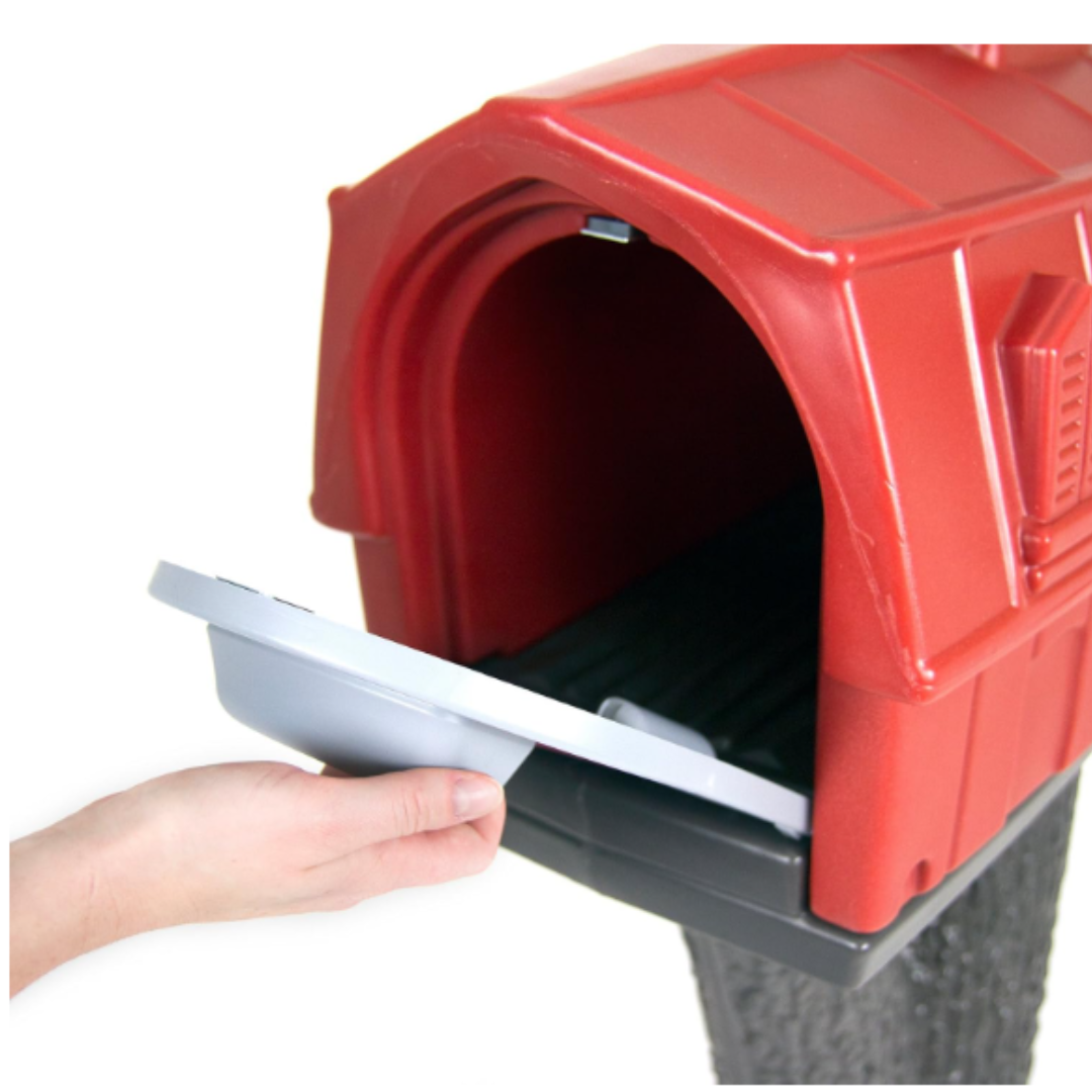 Simplay3 Classic Home Plastic Residential Mailbox & Post Mount Combo Kit with 2 Access Doors