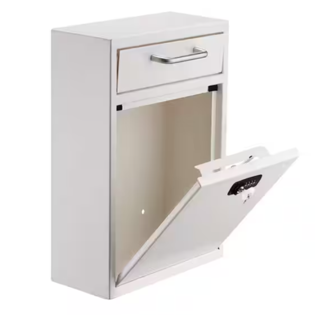 Large Drop Box Wall Mounted Locking Mailbox with Key and Combination