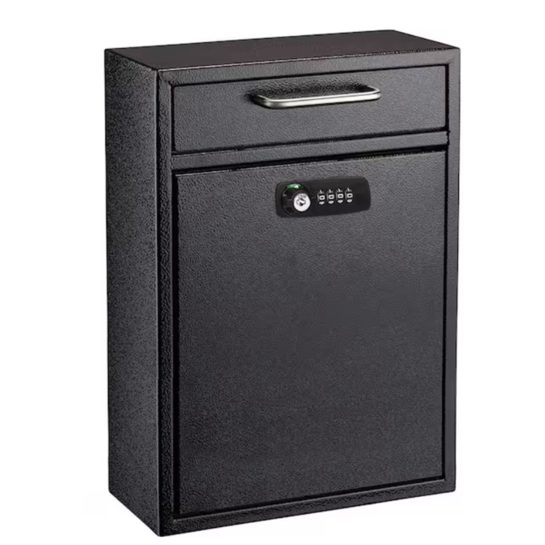 Large Drop Box Wall Mounted Locking Mailbox with Key and Combination