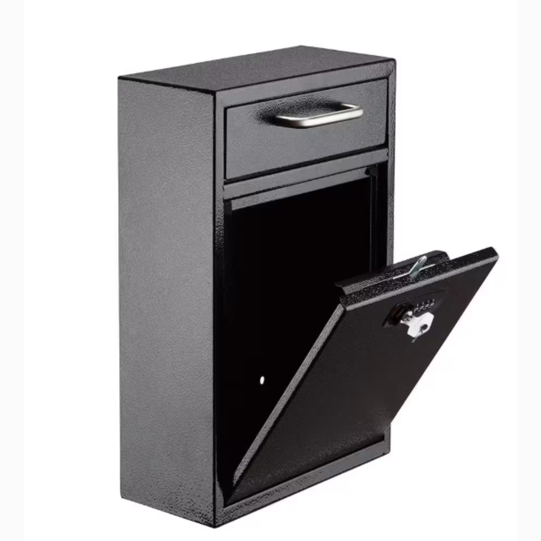 Large Drop Box Wall Mounted Locking Mailbox with Key and Combination