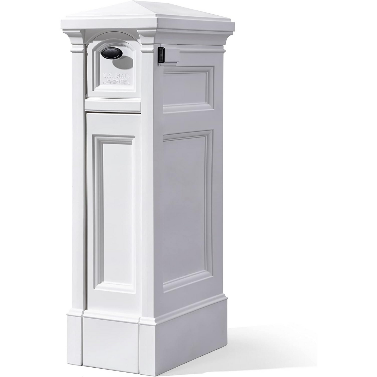 Step2 Atherton Reserve Storage Mailbox & Post, Extra Storage, Weather Resistant, Large Outdoor Mailboxes, Made of Durable Plastic, Flag Included, Classic White or Onyx Black