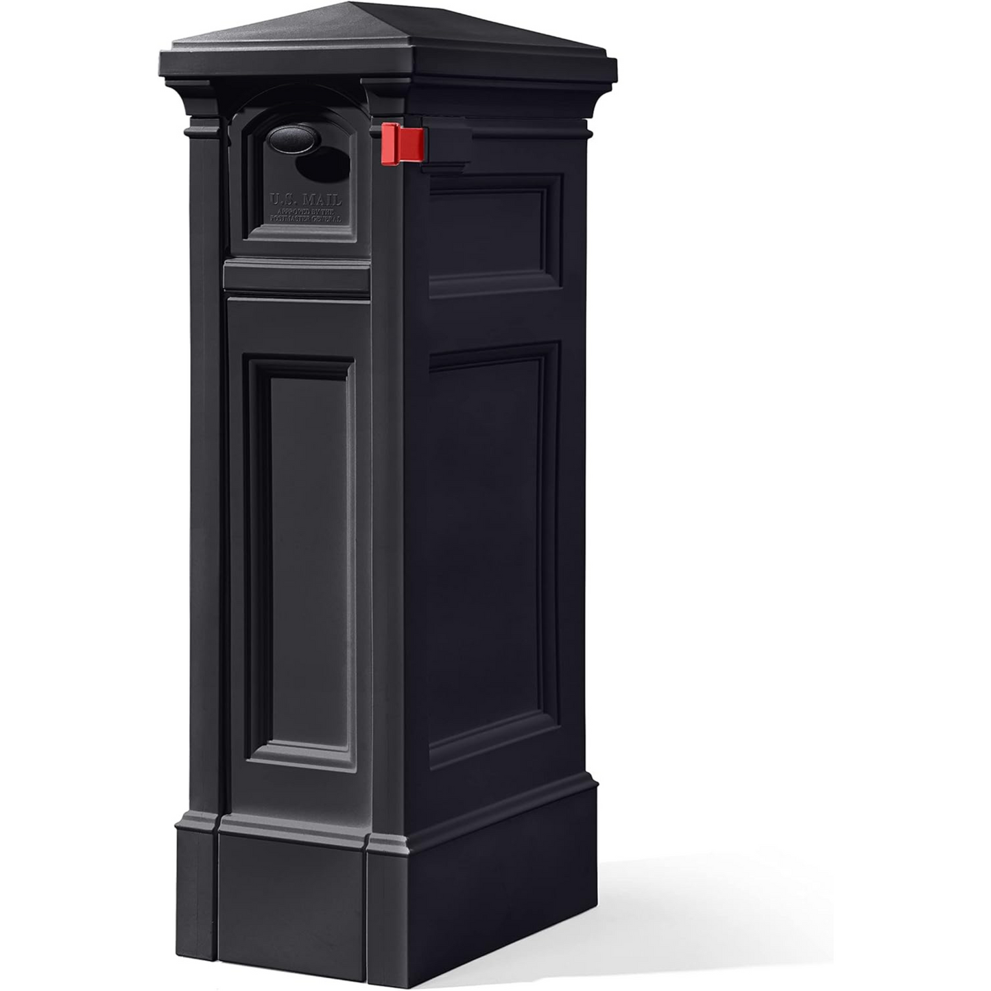 Step2 Atherton Reserve Storage Mailbox & Post, Extra Storage, Weather Resistant, Large Outdoor Mailboxes, Made of Durable Plastic, Flag Included, Classic White or Onyx Black