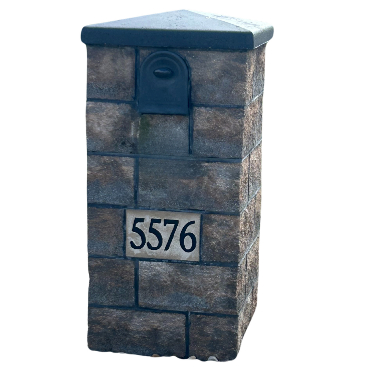 Custom Split Faced Block Mailbox with Address Plaque and Paper Holder