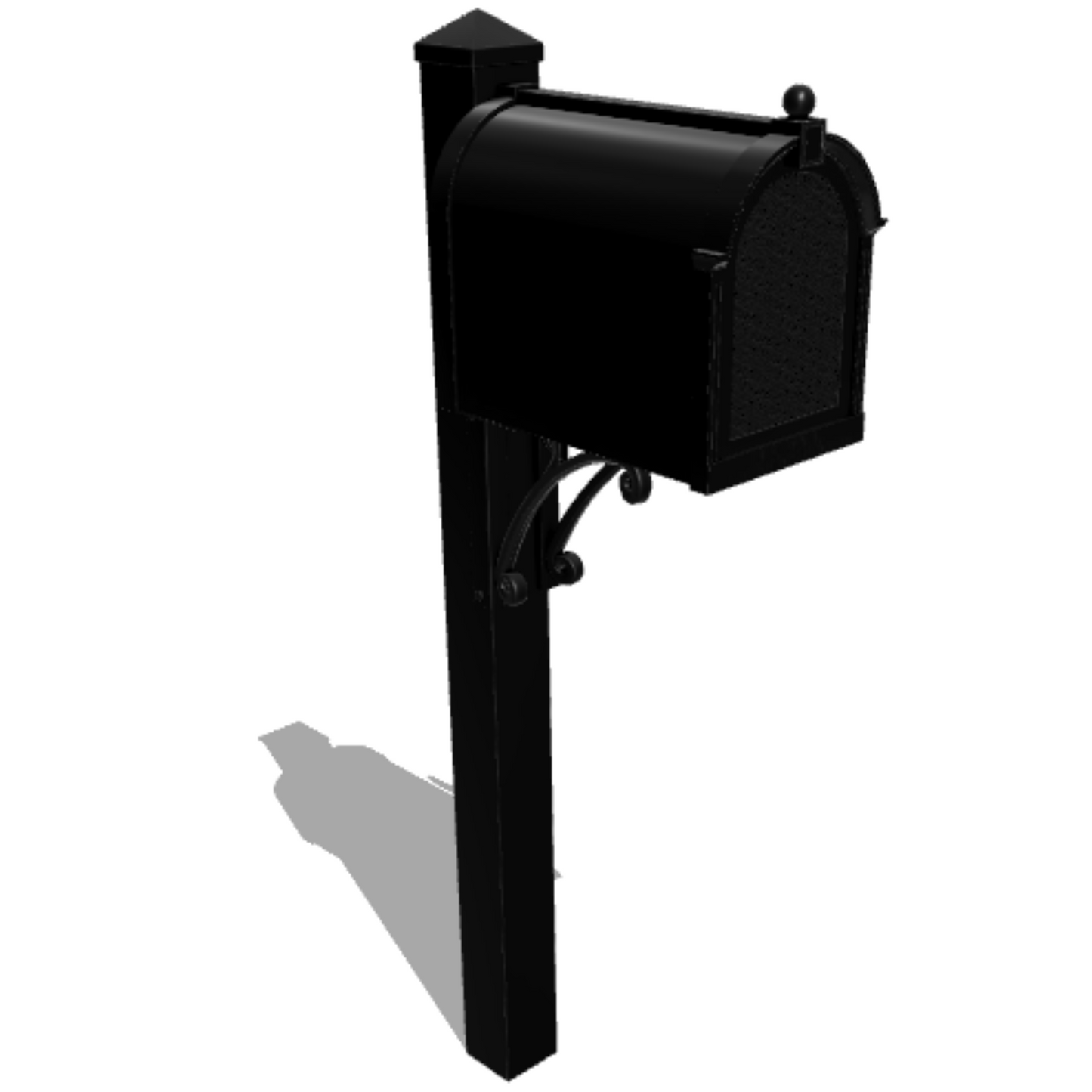 Decorative Aluminum, Extra Large Black Mailbox Black with Post