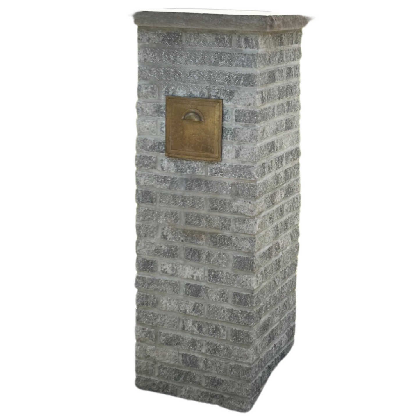 Custom Gray Brick Mailbox with Copper Mail Insert