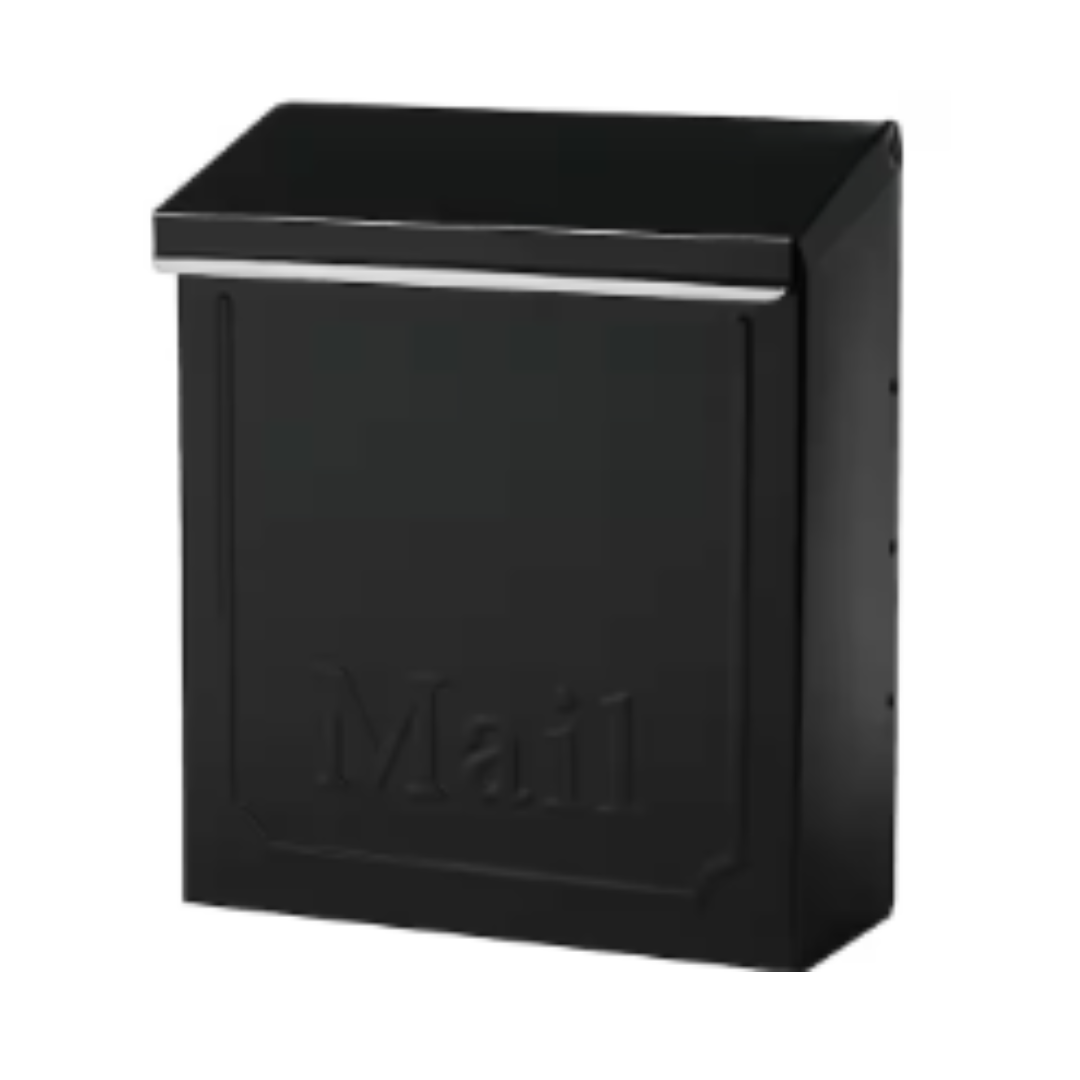 Townhouse Black, Medium, Galvanized Steel, Locking, Vertical, Wall Mount Mailbox