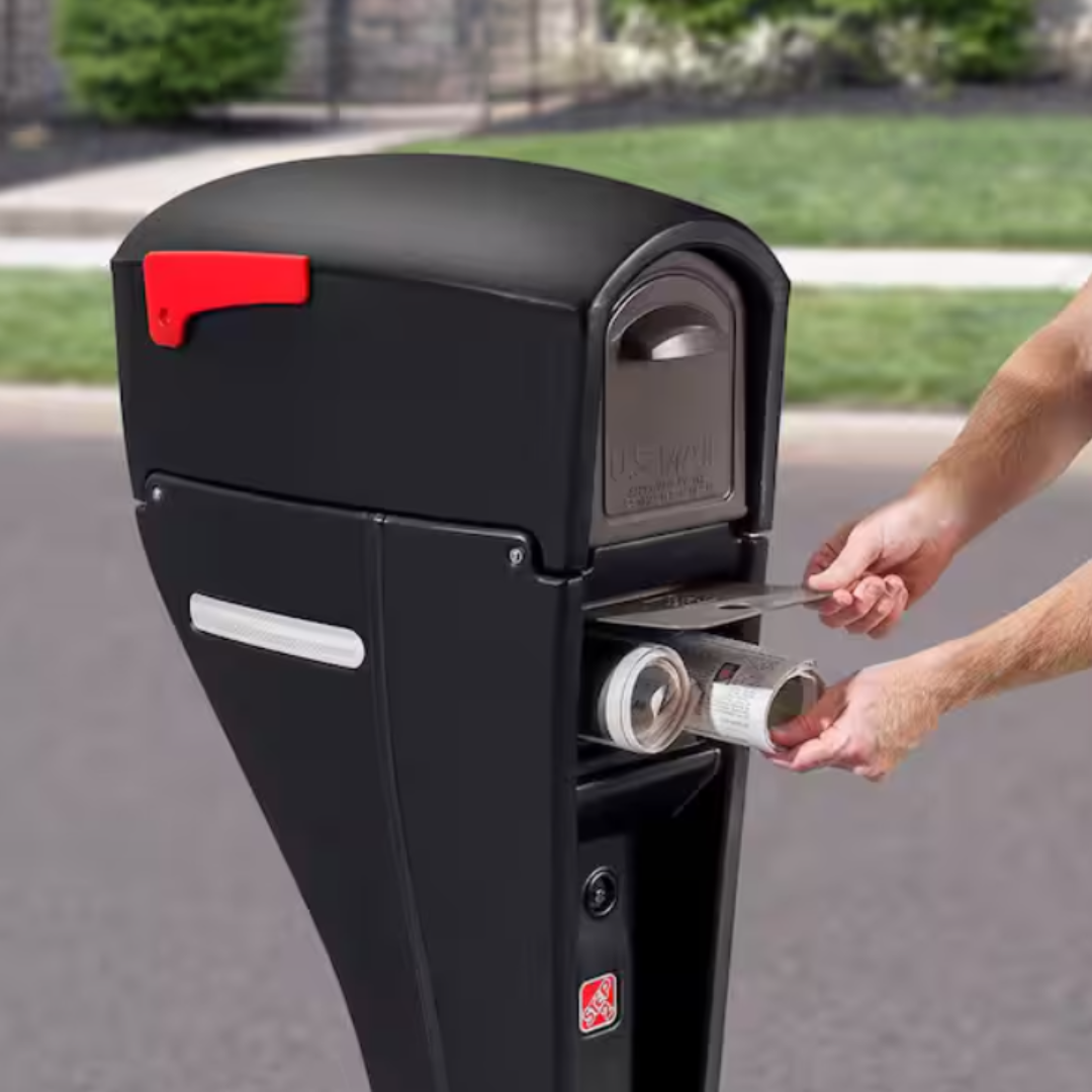 MailMaster Streamline "Large" Mailbox and Post Combo Black, Mocha and Gray