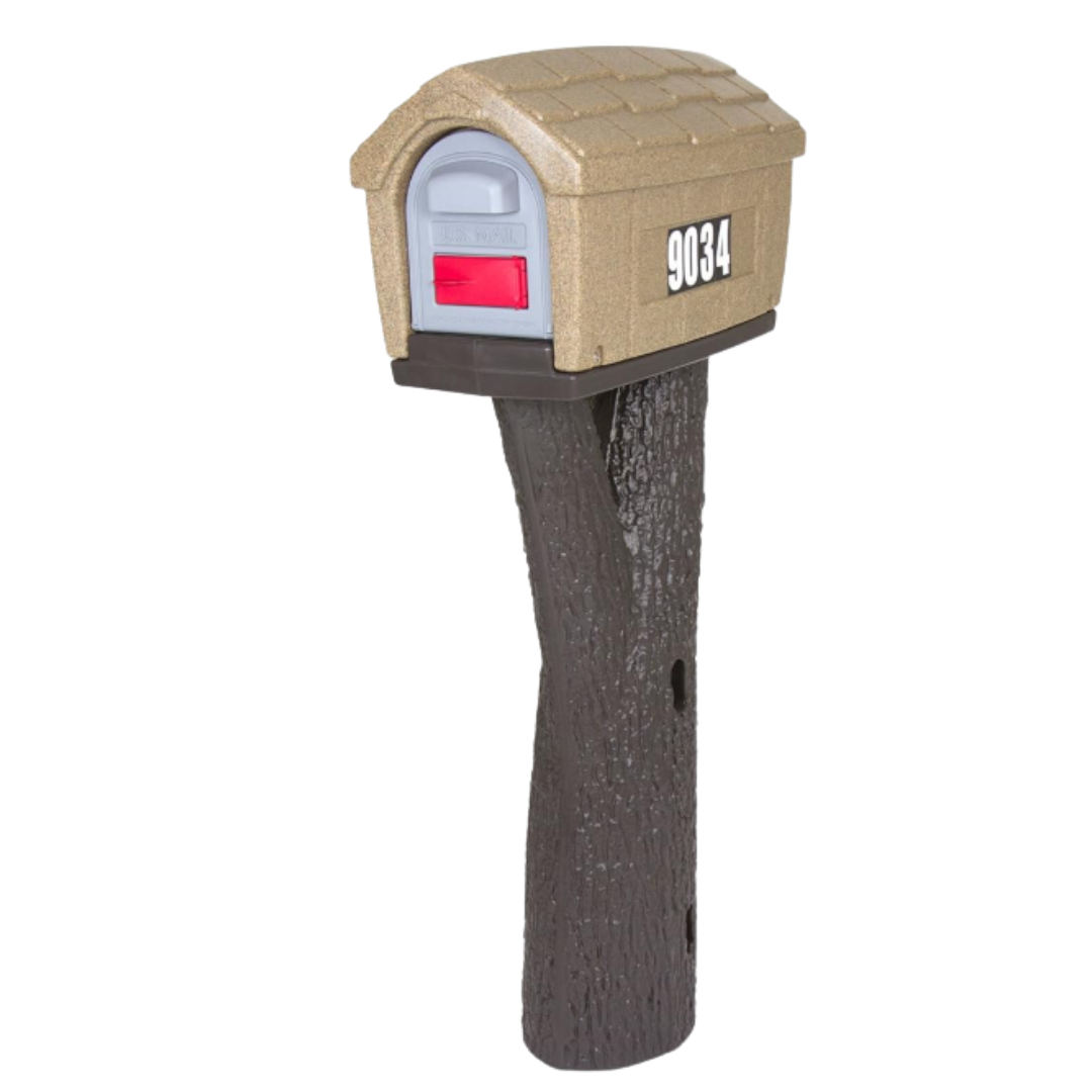 Simplay3 Classic Home Plastic Residential Mailbox & Post Mount Combo Kit with 2 Access Doors