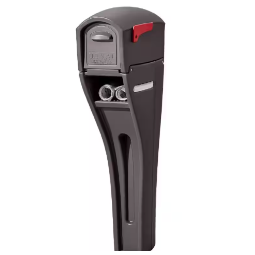 MailMaster Streamline "Large" Mailbox and Post Combo Black, Mocha and Gray