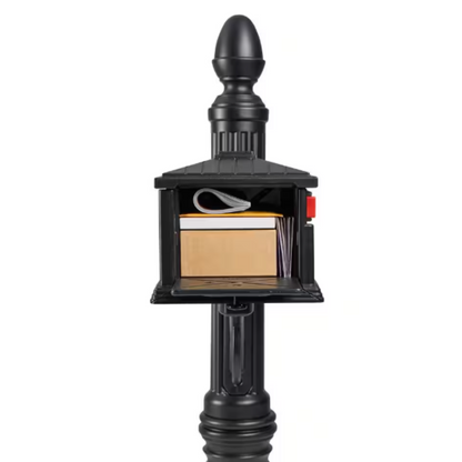 Stratford Black, Medium, Plastic, All-In-One Mailbox and Post Combo