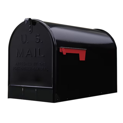 Metal "Extra Large Black" Mailbox with a wood post