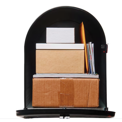 Metal "Extra Large Black" Mailbox with a wood post
