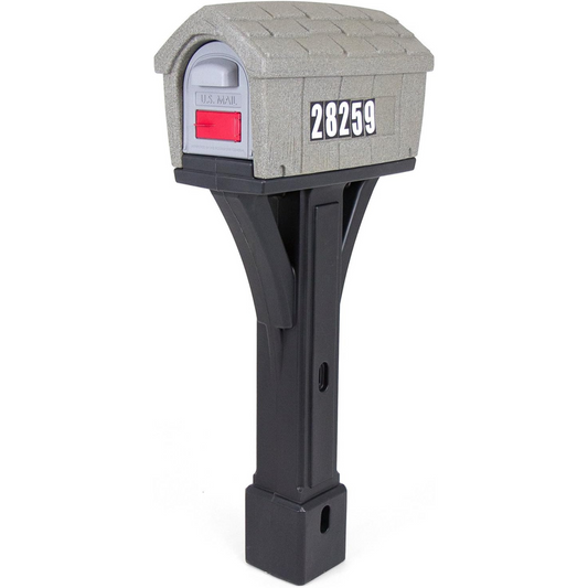 Simplay3 Classic Home Plastic Residential Mailbox & Post Mount Combo Kit with 2 Access Doors