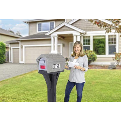 Simplay3 Classic Home Plastic Residential Mailbox & Post Mount Combo Kit with 2 Access Doors