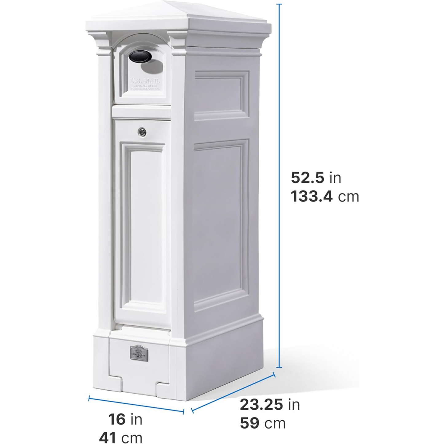 Step2 Atherton Reserve Storage Mailbox & Post, Extra Storage, Weather Resistant, Large Outdoor Mailboxes, Made of Durable Plastic, Flag Included, Classic White or Onyx Black