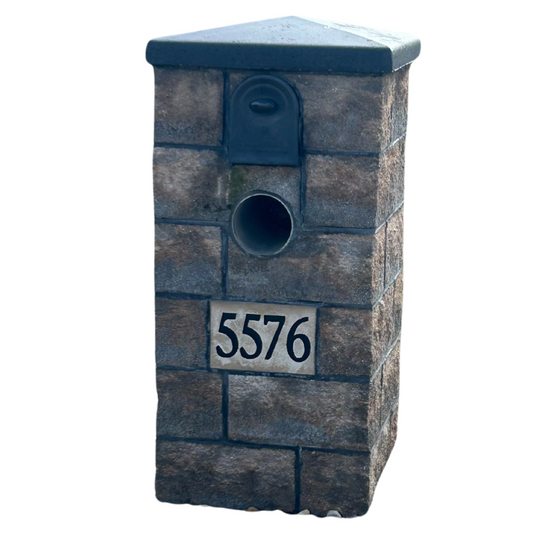 Custom Split Faced Block Mailbox with Address Plaque and Paper Holder