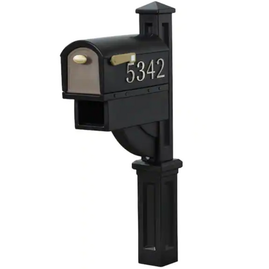 MailMaster Hudson Resin Overpost Mailbox and Post Combo Black Onyx