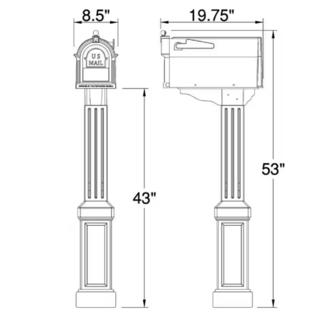 Craftsman Mailbox and Post Kit, Black and White