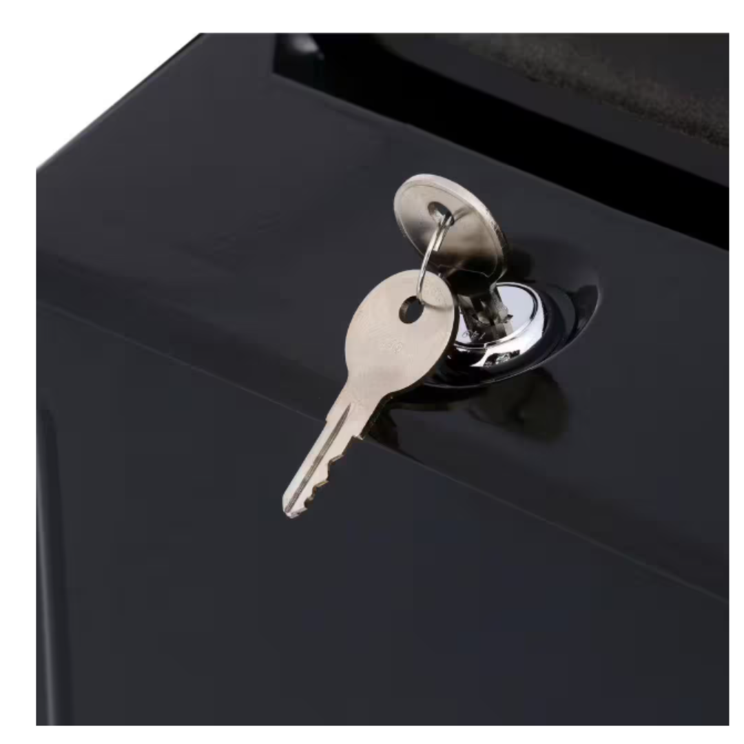 Townhouse Black, Medium, Galvanized Steel, Locking, Vertical, Wall Mount Mailbox