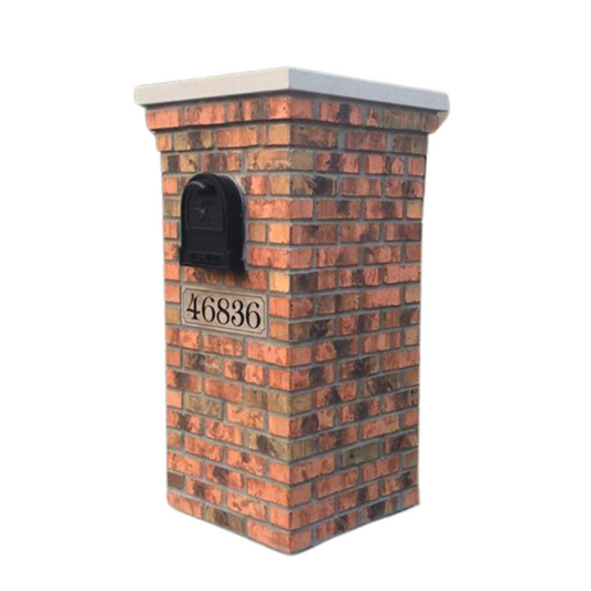 Custom Red Brick Mailbox with Address Plaque and Tapered Upper Courses
