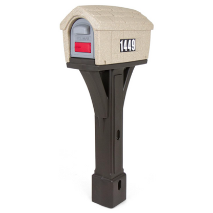 Simplay3 Classic Home Plastic Residential Mailbox & Post Mount Combo Kit with 2 Access Doors